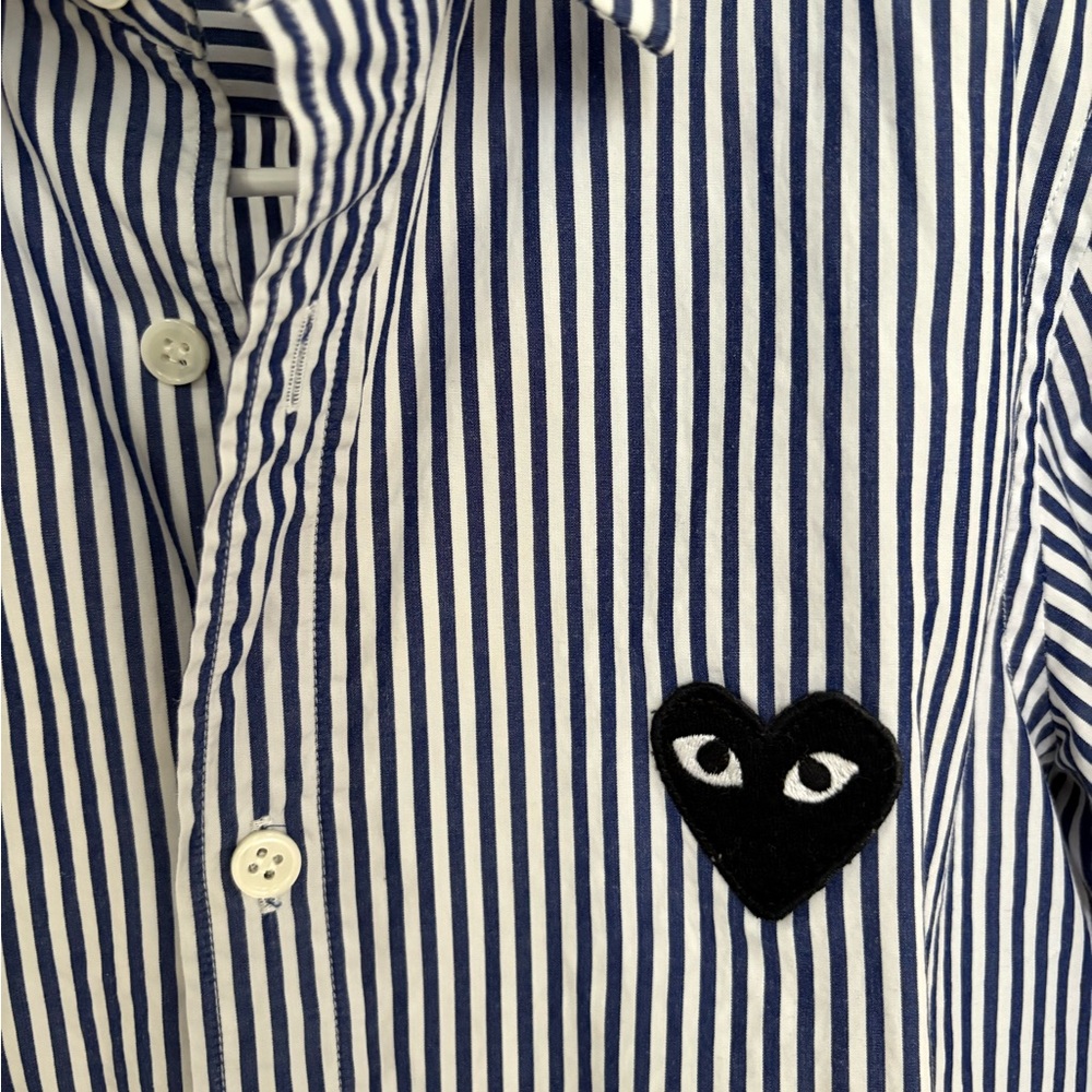 Comme des Garcons Navy Striped Button Down Shirt - Picture 2 of 7